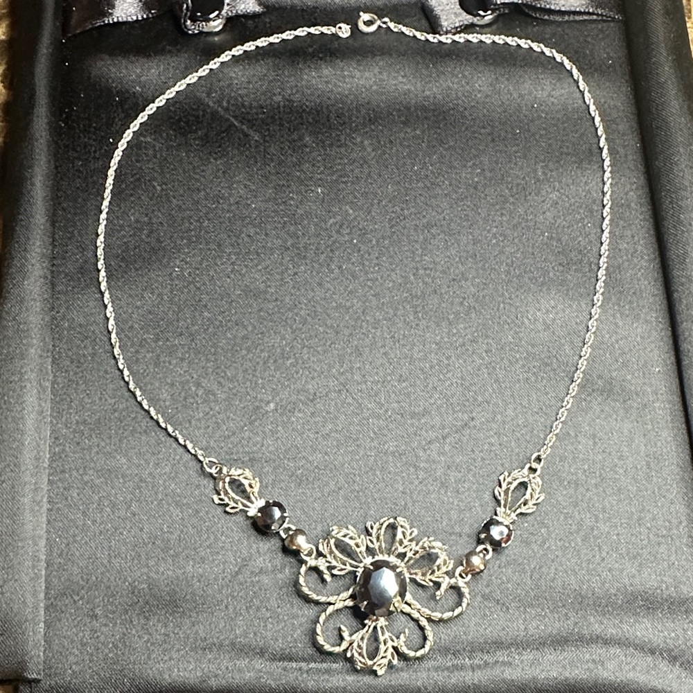Vintage Mid Century Titan Sterling Silver Hematite Black Alaskan Diamond